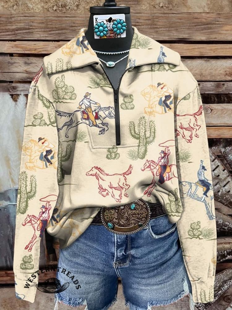 š„Hot Saleš„Vintage Western Cactus Rodeo Sweatshirt - Image 3
