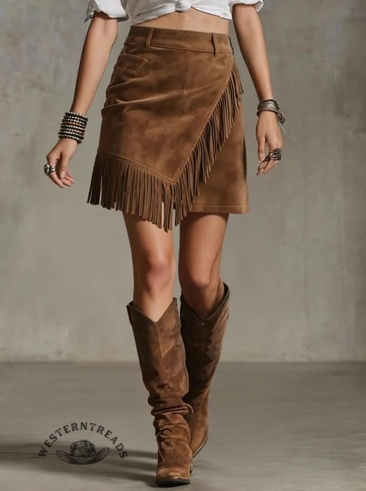 Retro Fringed Half-length Skirt
