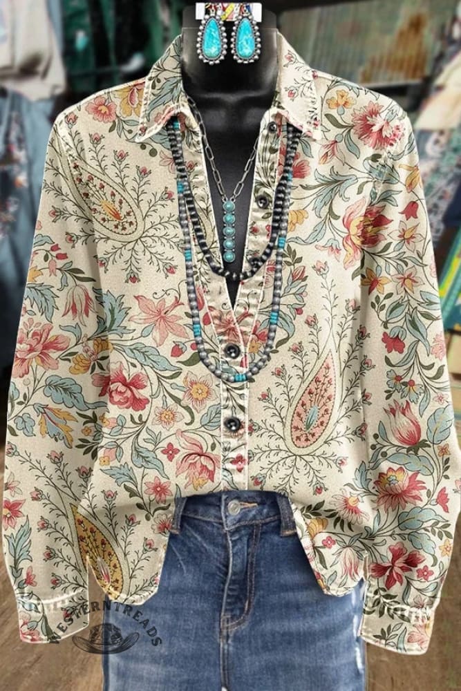 Limited time super low price ⚡Retro Paisley Floral Print Casual Hoodie Sweatshirt - Image 2