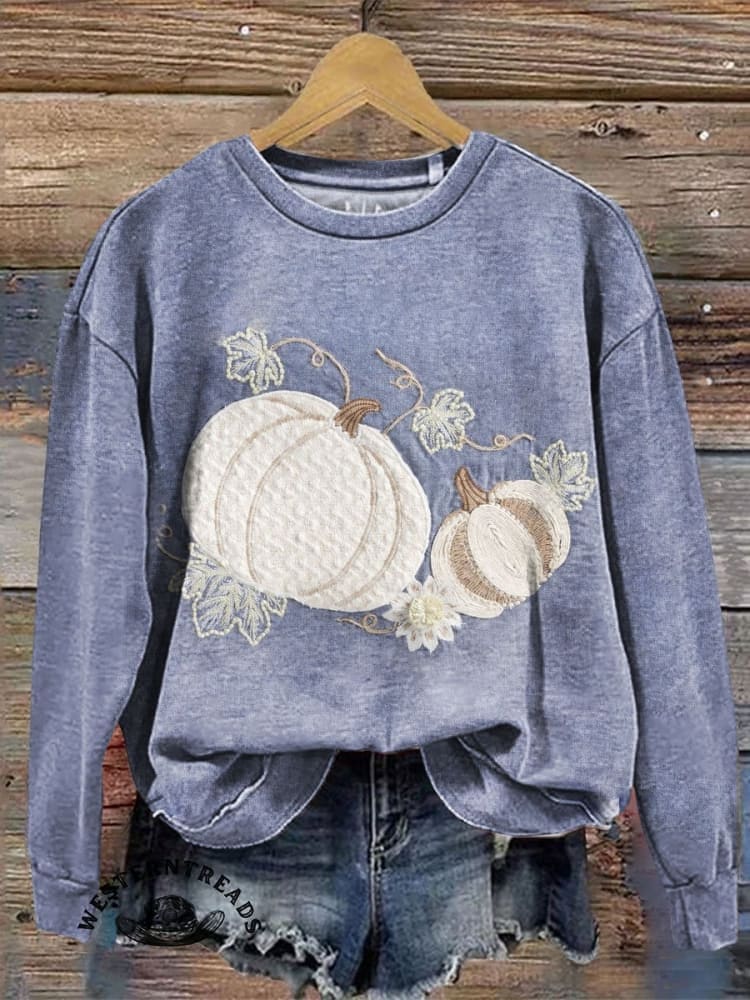 Retro Pumpkin Art Print Casual T-shirt - Image 2