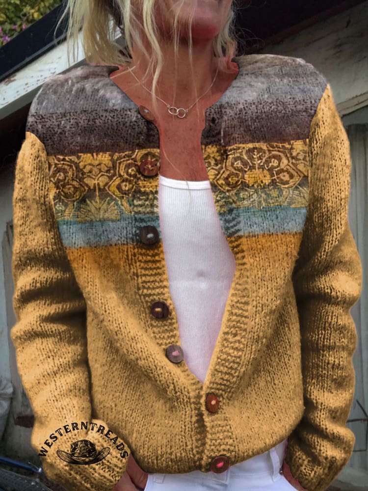 Retro Stripe Texture Pattern Casual Cotton Sweatshirt - Image 3