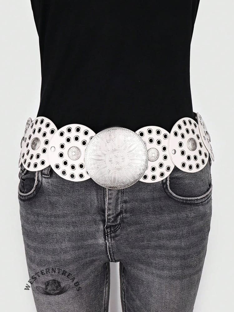Round Hollow European and American Retro Cowboy Western Belt Round Hollow - Image 2