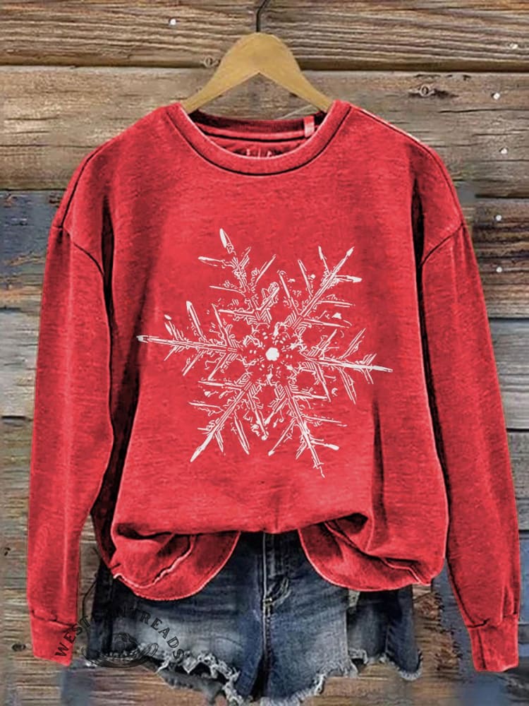 Snowflake Winter Christmas Print Casual Sweatshirt - Image 3
