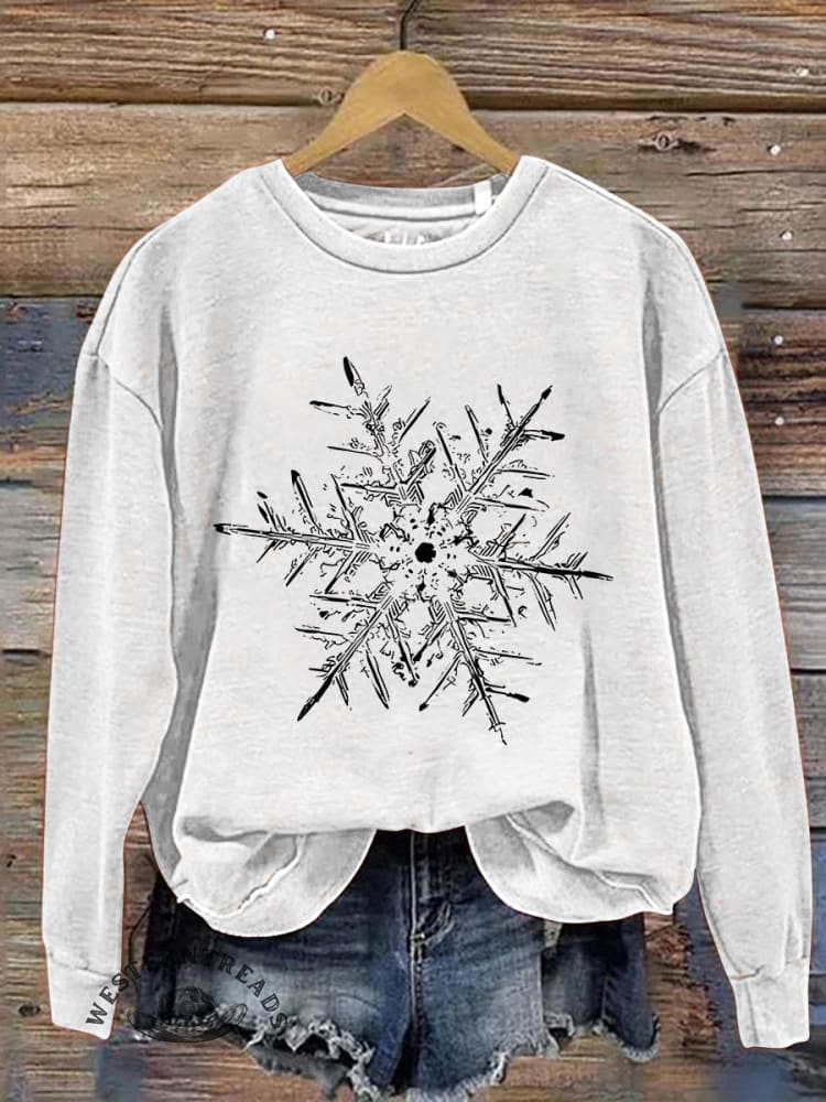 Snowflake Winter Christmas Print Casual Sweatshirt - Image 7