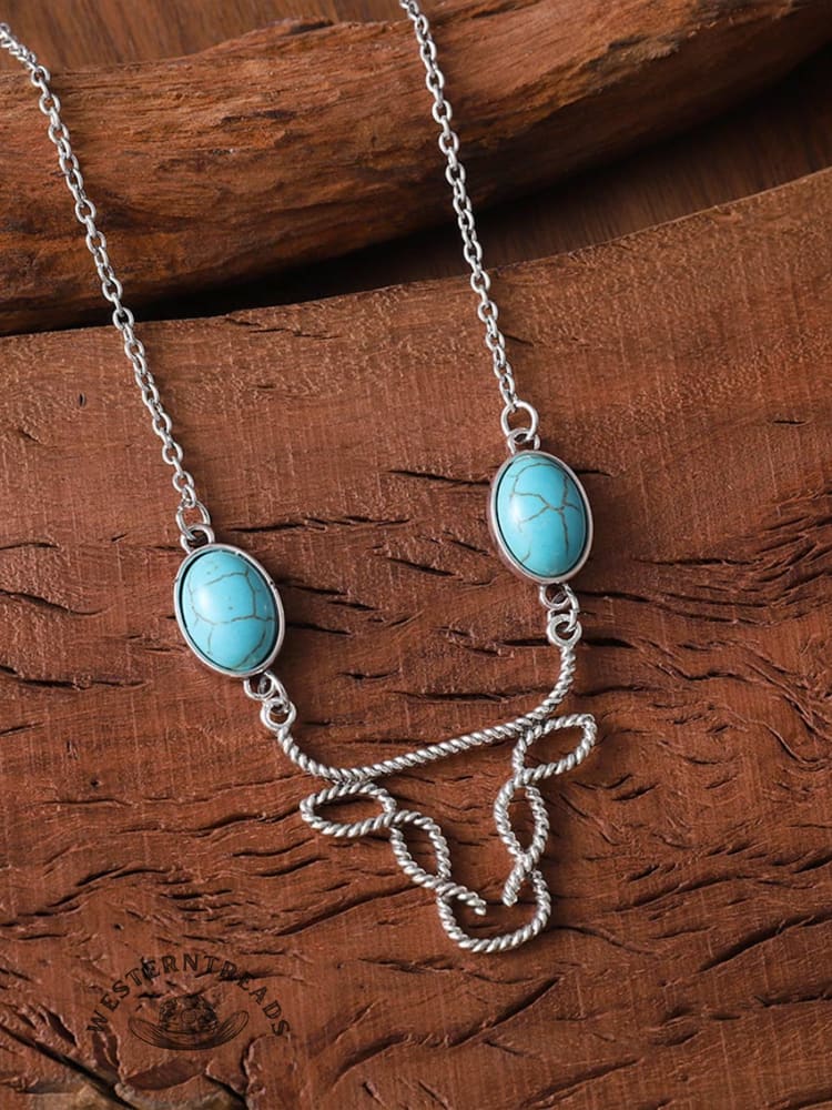 Turquoise Cow's Head Necklace - Image 2