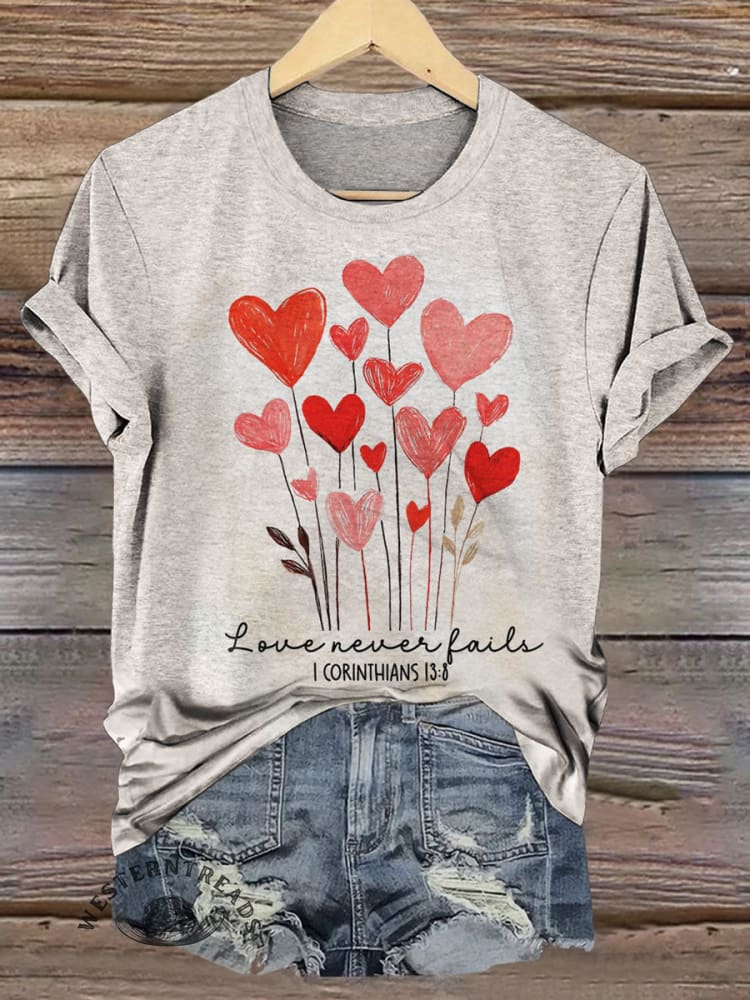 Valentine's Day Art Print Casual Short Sleeve T-Shirt