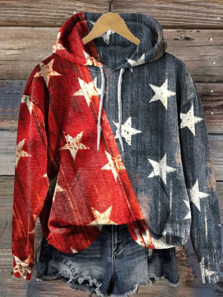 Vintage America Flag Art Print T-shirt - Image 5