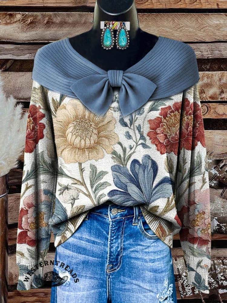 Vintage Art Print Casual Cotton Sweatshirt - Image 4