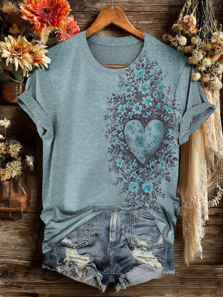 Vintage Art Print Casual T-shirt - Image 2