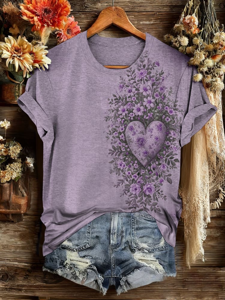 Vintage Art Print Casual T-shirt - Image 4