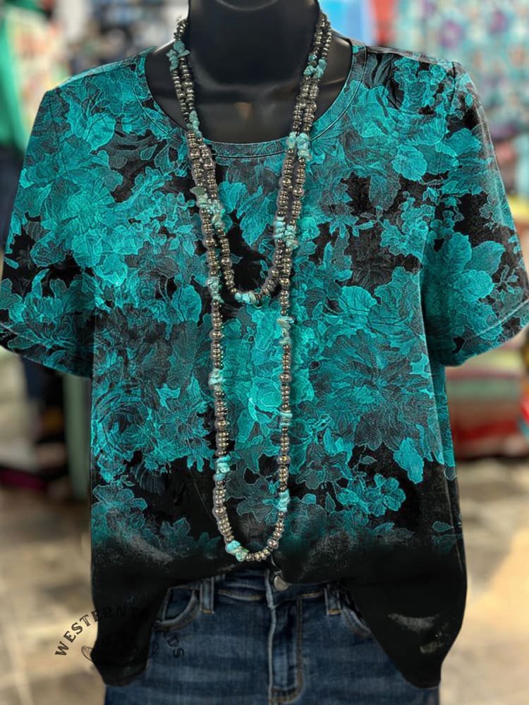 Vintage Art Print Casual T-shirt