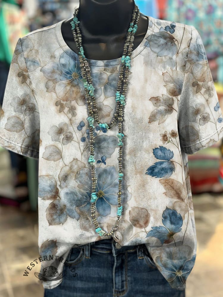Vintage Art Print Casual T-shirt