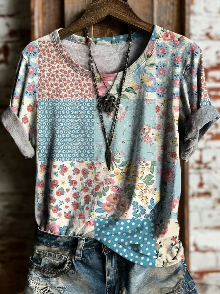 Vintage Art Print Casual T-shirt
