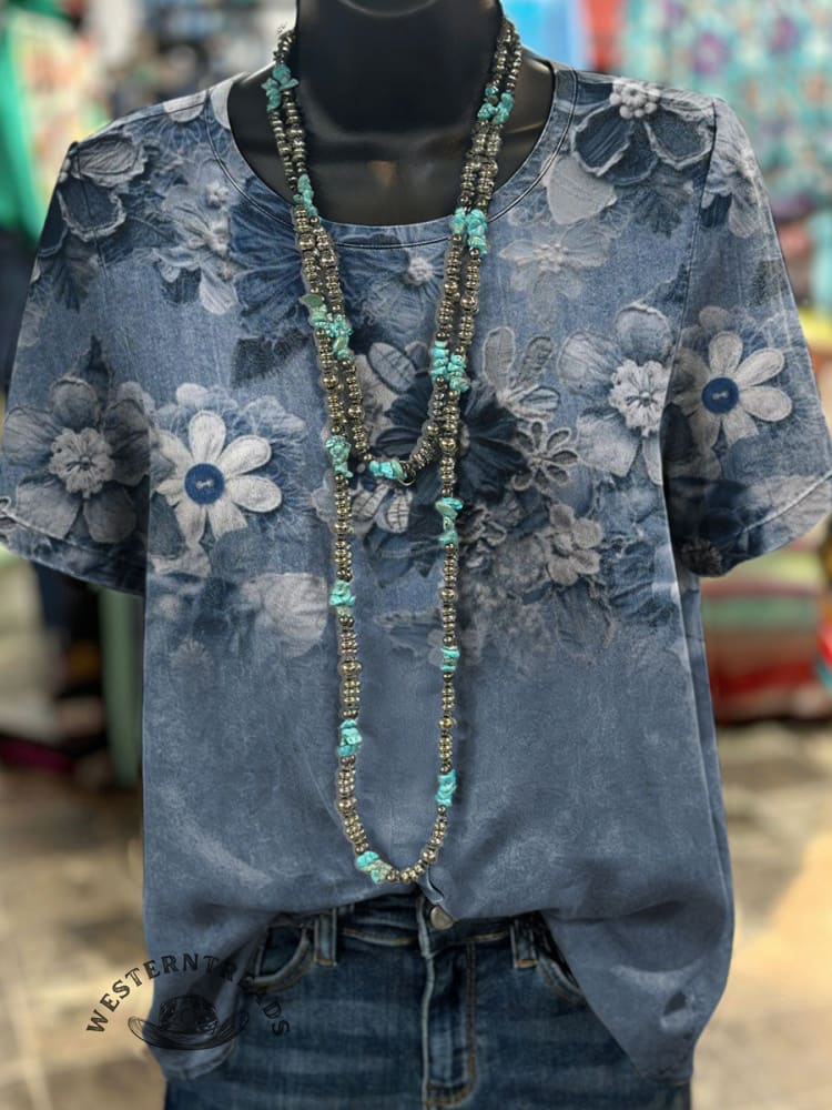 Vintage Aztec Art Print Casual T-shirt