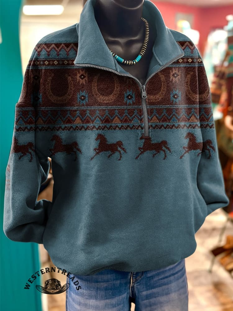 š„Limited Time Discountš„Vintage Aztec Horse Art Print Casual Hoodie Sweatshirt - Image 5