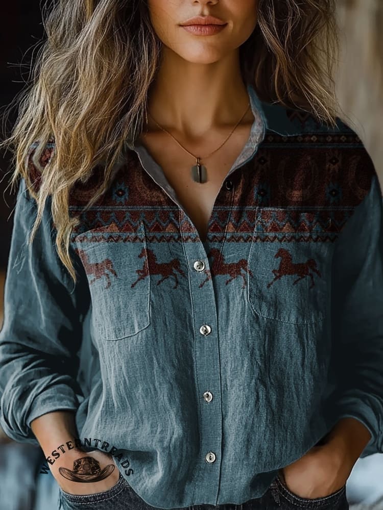 š„Limited Time Discountš„Vintage Aztec Horse Art Print Casual Hoodie Sweatshirt - Image 8