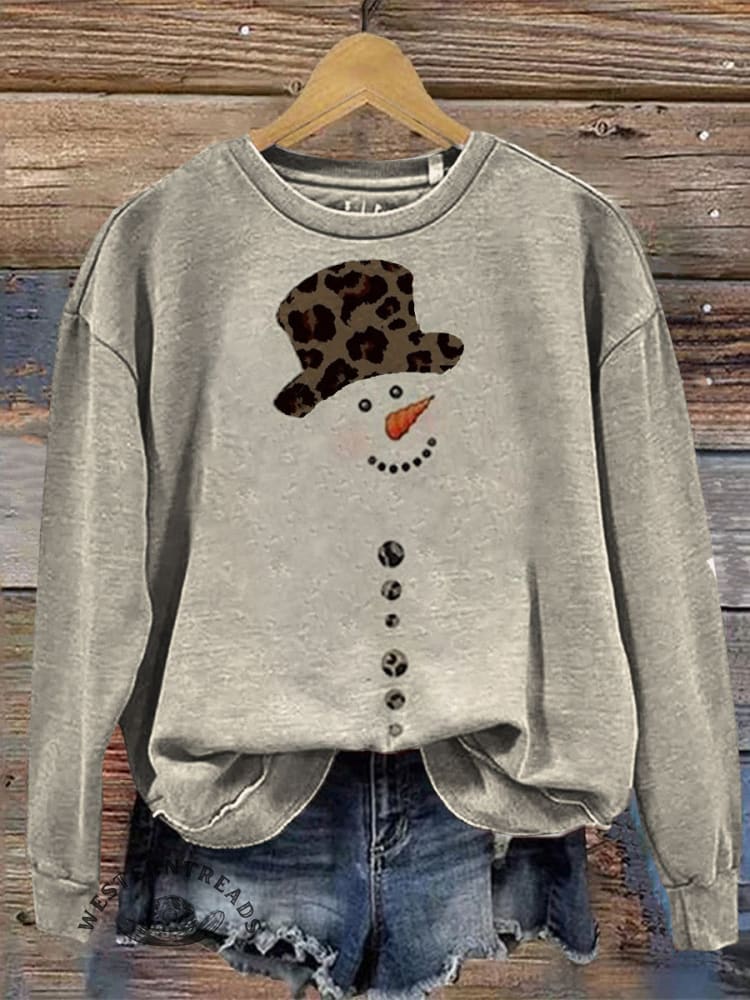 Vintage Christmas Pattern Casual Cotton Sweatshirt - Image 2