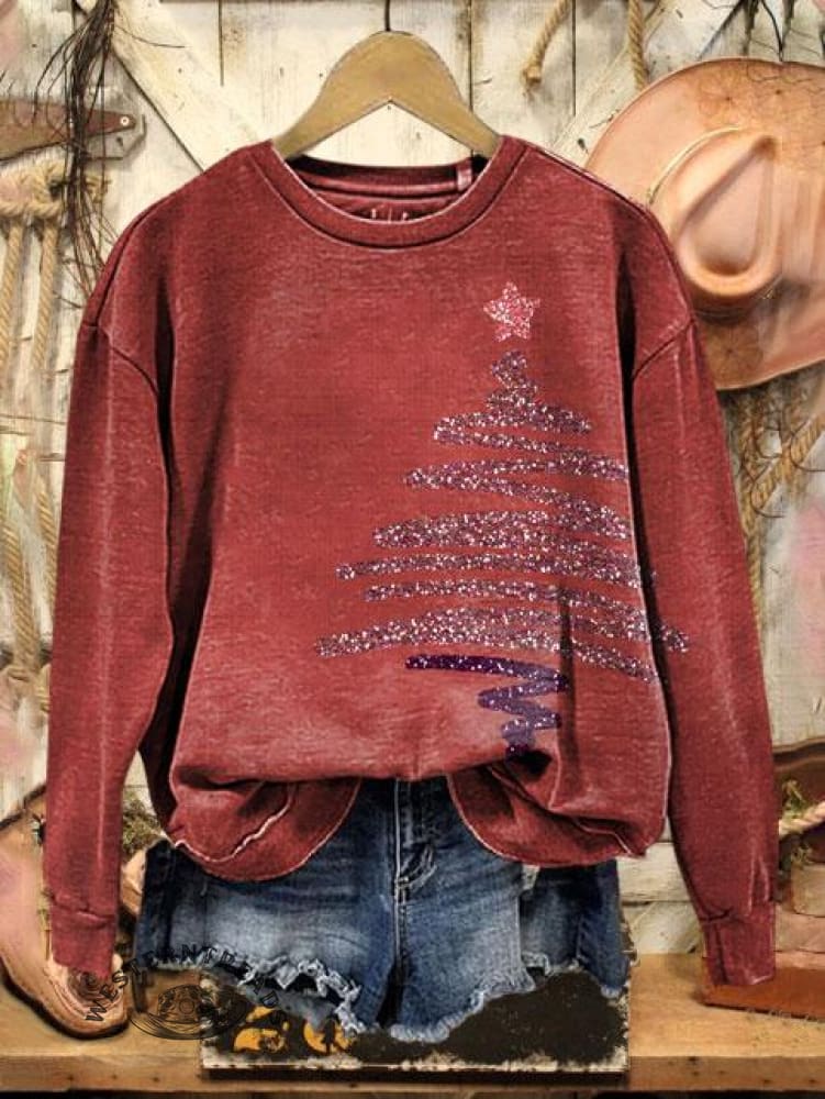Vintage Christmas Print Casual  Sweatshirt - Image 2