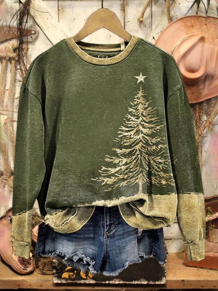 Vintage Christmas Print Casual Sweatshirt