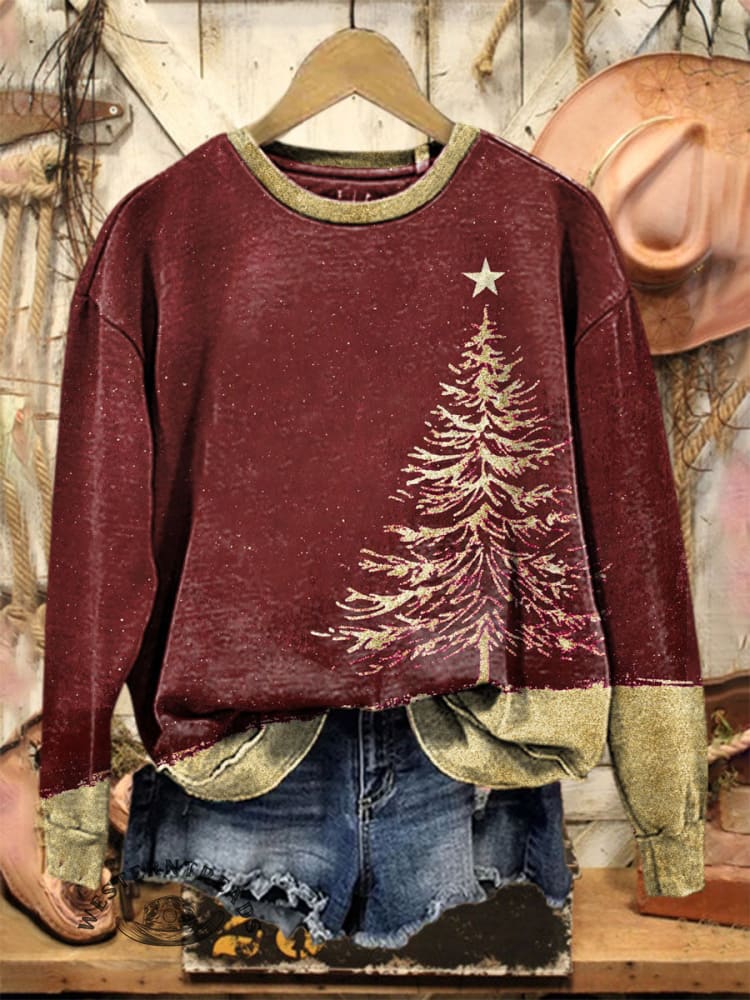 Vintage Christmas Print Casual Sweatshirt - Image 2