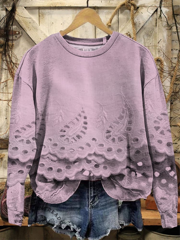 Vintage Classic Simple Art Print Casual Cotton Sweatshirt - Image 2