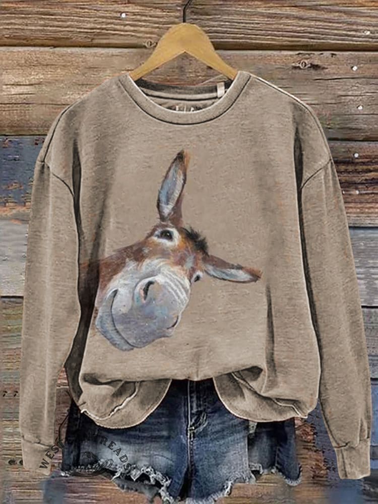 Vintage Donkey Art Print Short Sleeves T-shirt - Image 3