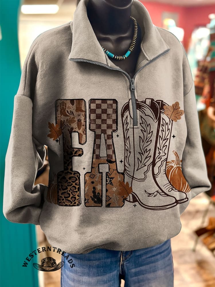 Vintage Fall Art Prints Casual Cotton Sweatshirt - Image 2