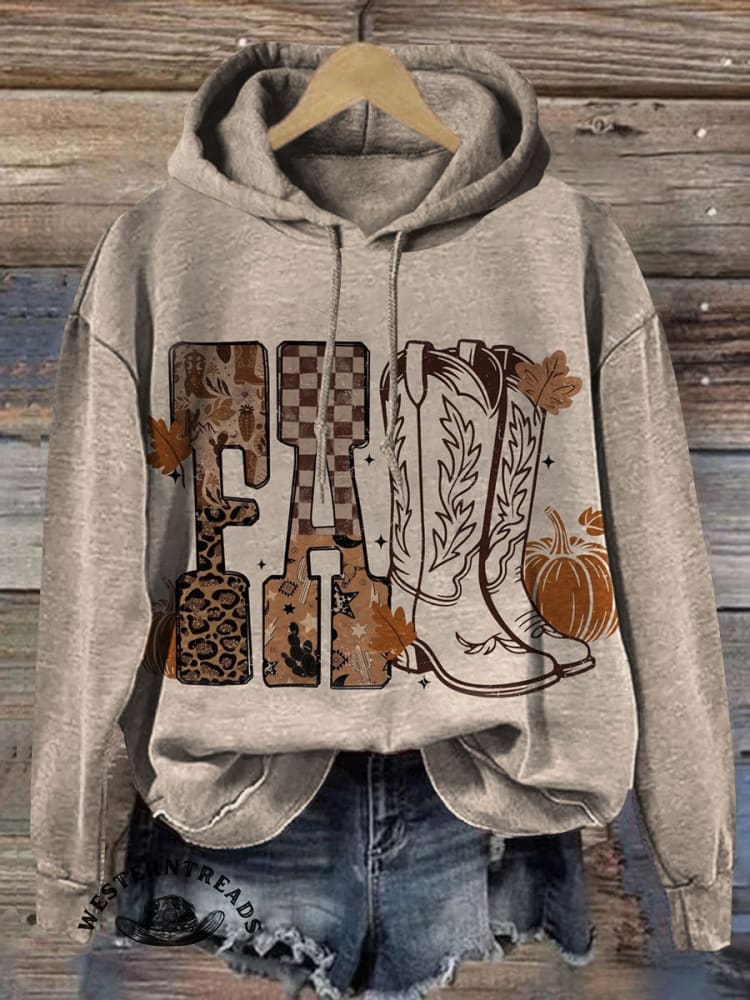 Vintage Fall Art Prints Casual Cotton Sweatshirt - Image 3