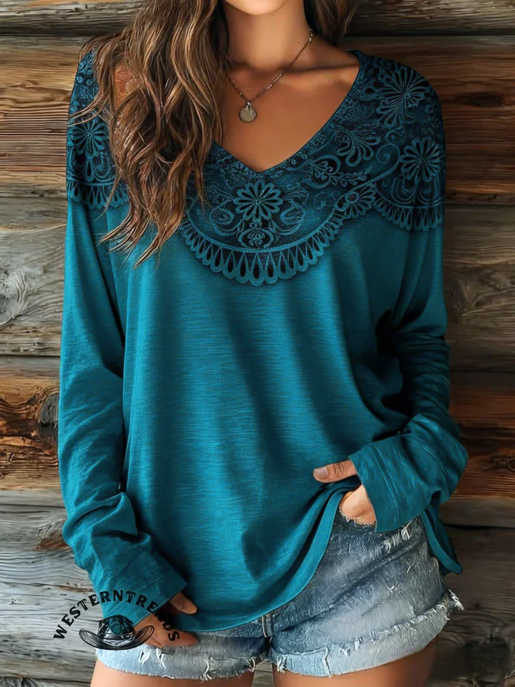 Vintage Floral Art Print Casaul Short Sleeve T-shirt - Image 4