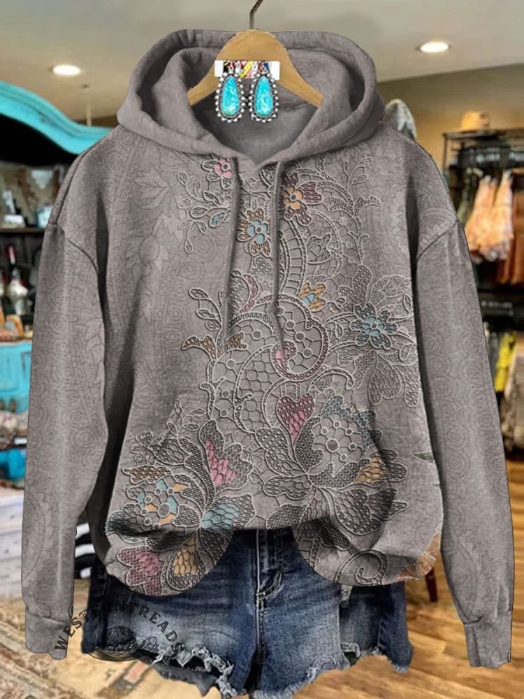 🔥Hot Sale🔥Vintage Floral Art Print Casual Sweatshirt - Image 2