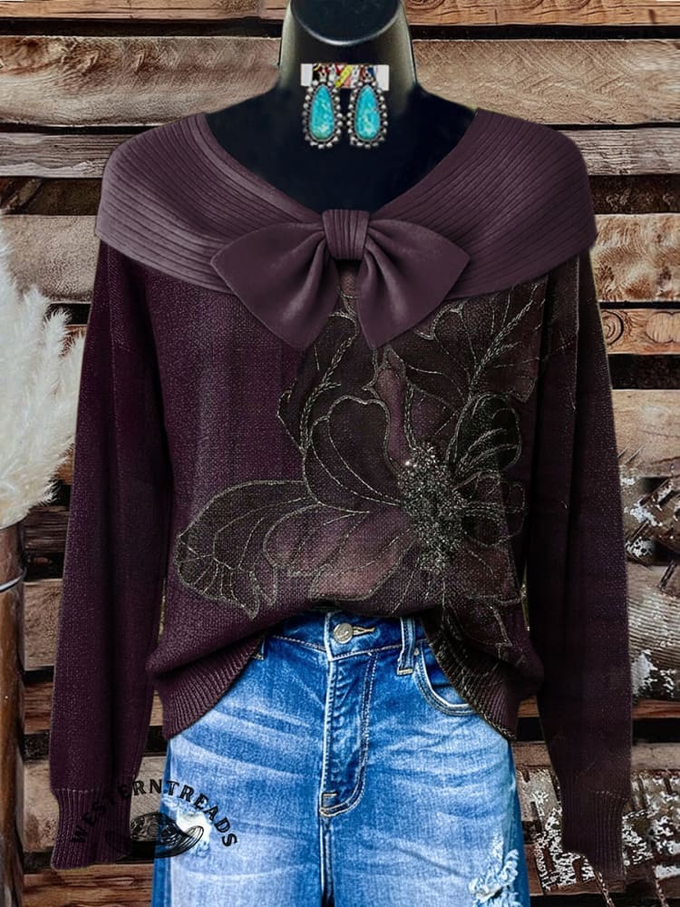 Vintage Floral Art Print Casual Sweatshirt - Image 4