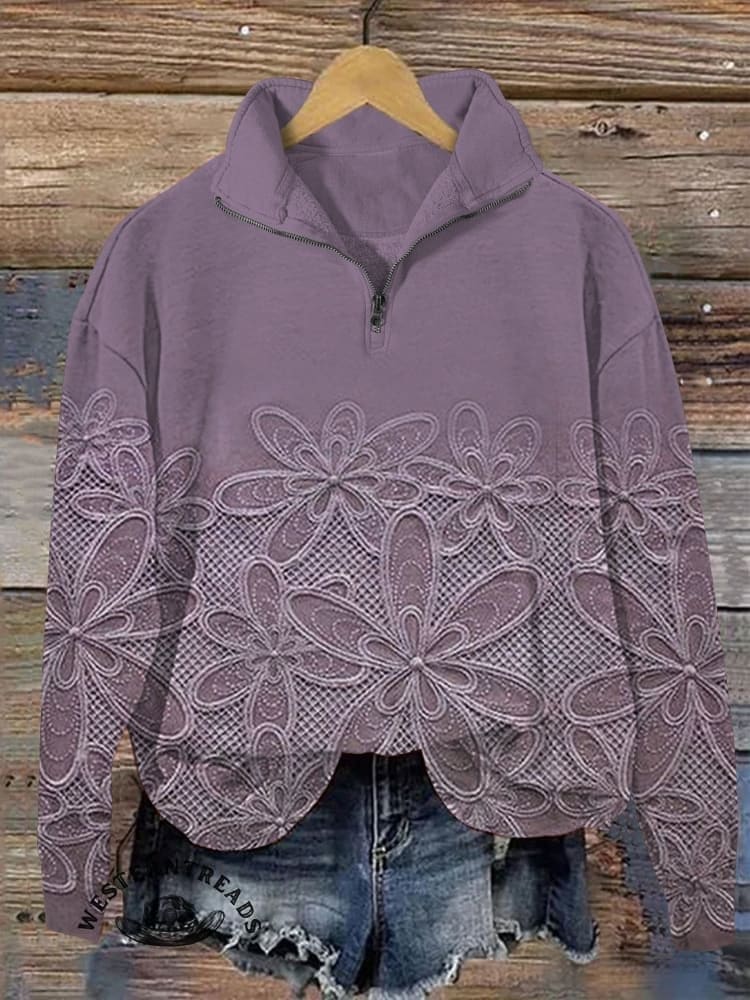 🔥Hot Sale🔥Vintage Floral Art Print Casual Sweatshirt - Image 3