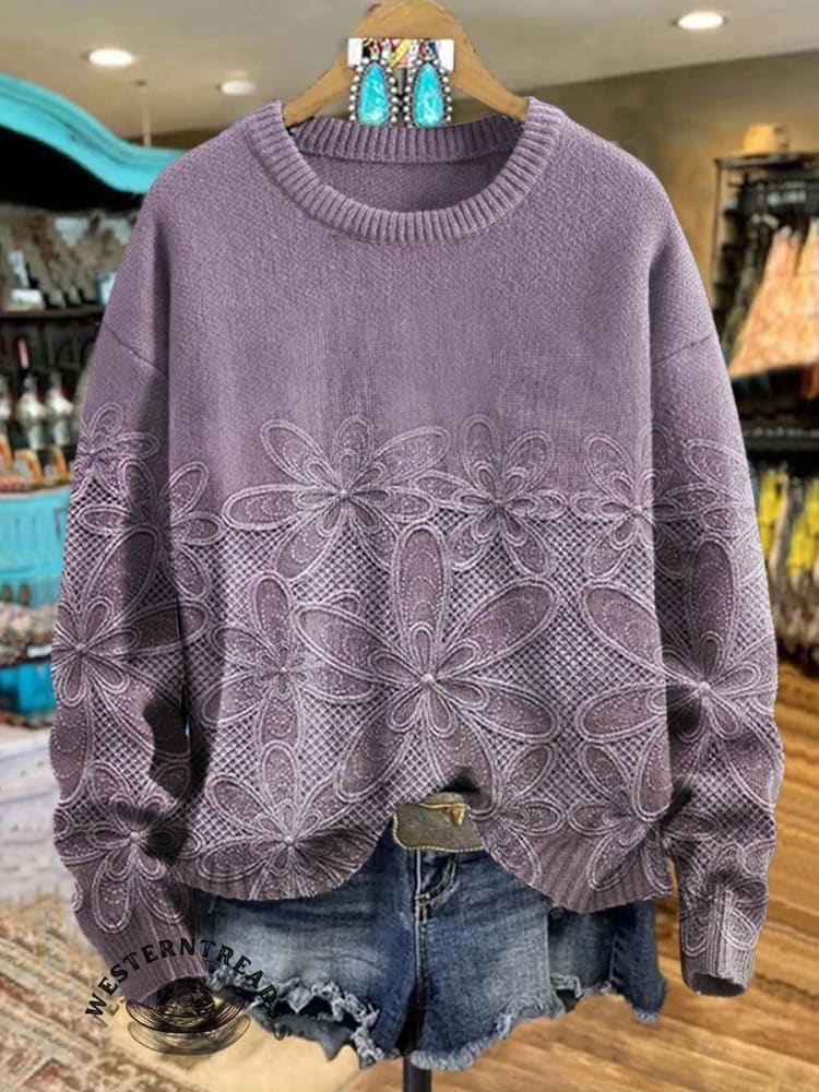 🔥Hot Sale🔥Vintage Floral Art Print Casual Sweatshirt - Image 4