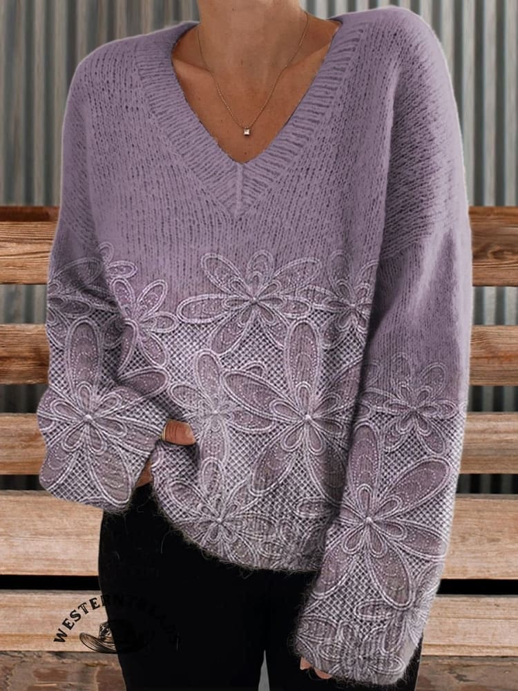 🔥Hot Sale🔥Vintage Floral Art Print Casual Sweatshirt - Image 6