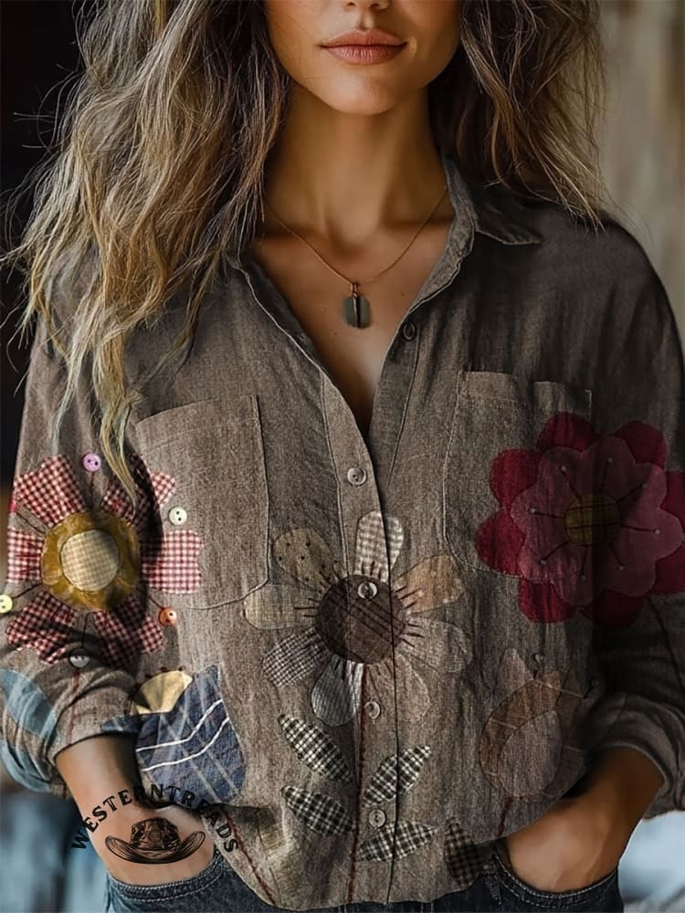 🔥Hot Sale🔥Vintage Floral Print Casual Cotton Sweatshirt - Image 8