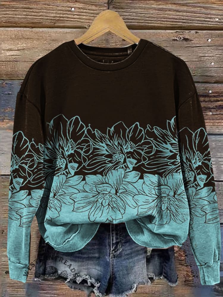 Vintage Floral Print Casual T-shirt - Image 3