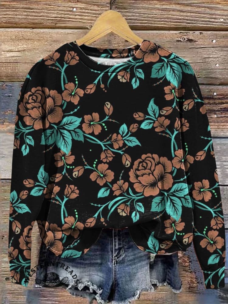 🔥Hot Sale🔥Vintage Floral Print Casual T-shirt - Image 3