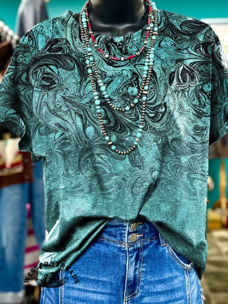 Vintage Floral Print Casual Tee - Image 2
