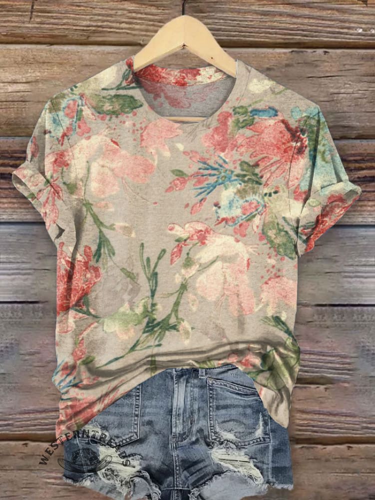 Vintage Flower Art Print T-shirt