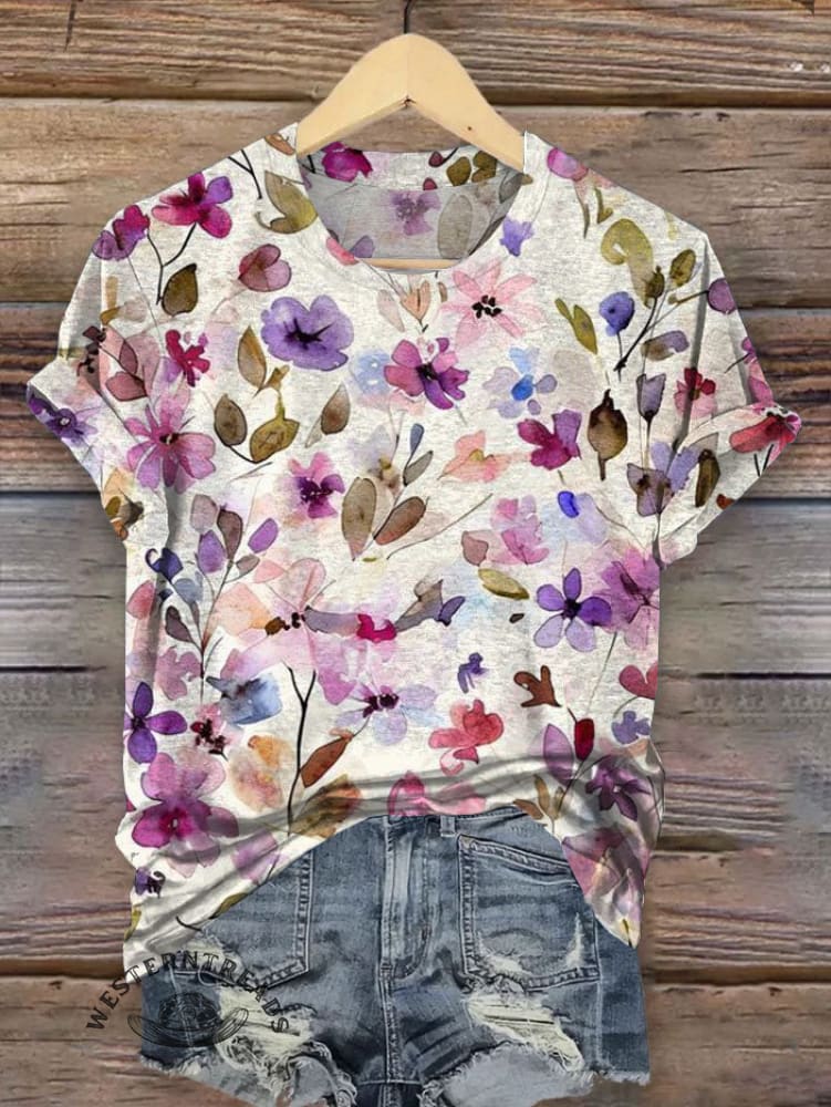 Vintage Flower Art Print T-shirt