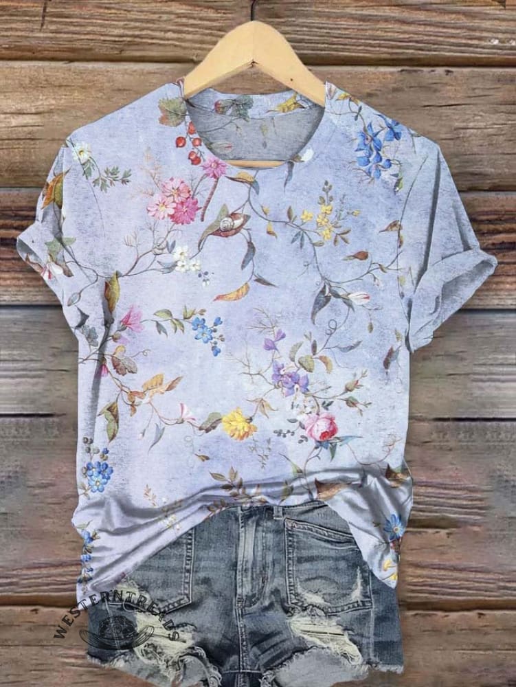 Vintage Flower Art Print T-shirt