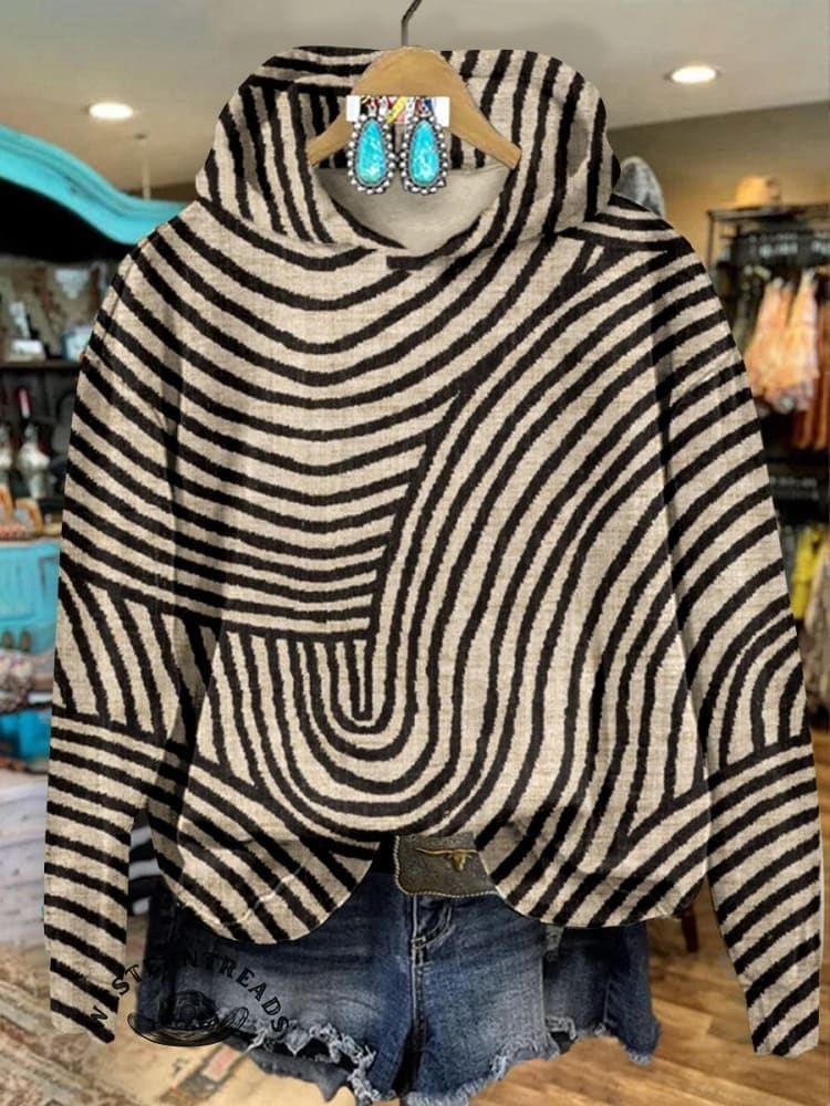 🔥Hot Sale🔥Vintage Hand Drawn Circle Line Print Casual  Sweatshirt - Image 3
