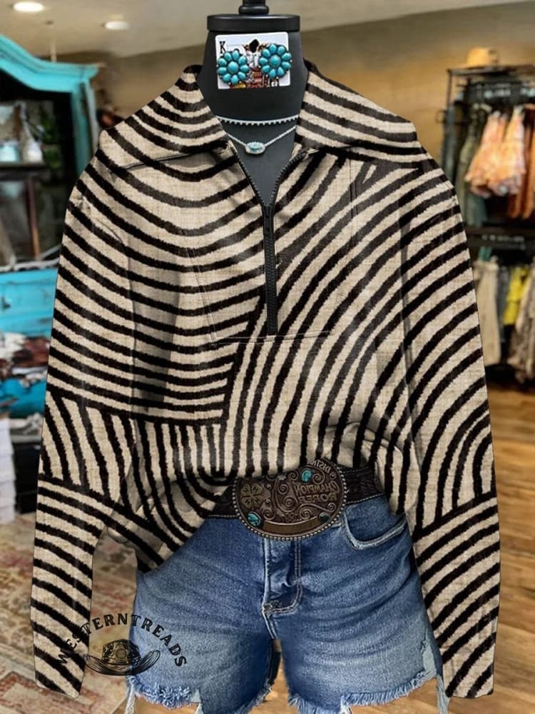 🔥Hot Sale🔥Vintage Hand Drawn Circle Line Print Casual  Sweatshirt - Image 4