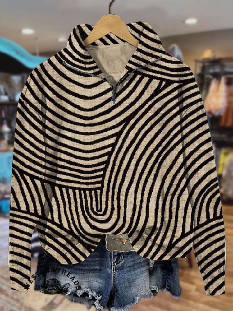 🔥Hot Sale🔥Vintage Hand Drawn Circle Line Print Casual  Sweatshirt - Image 5