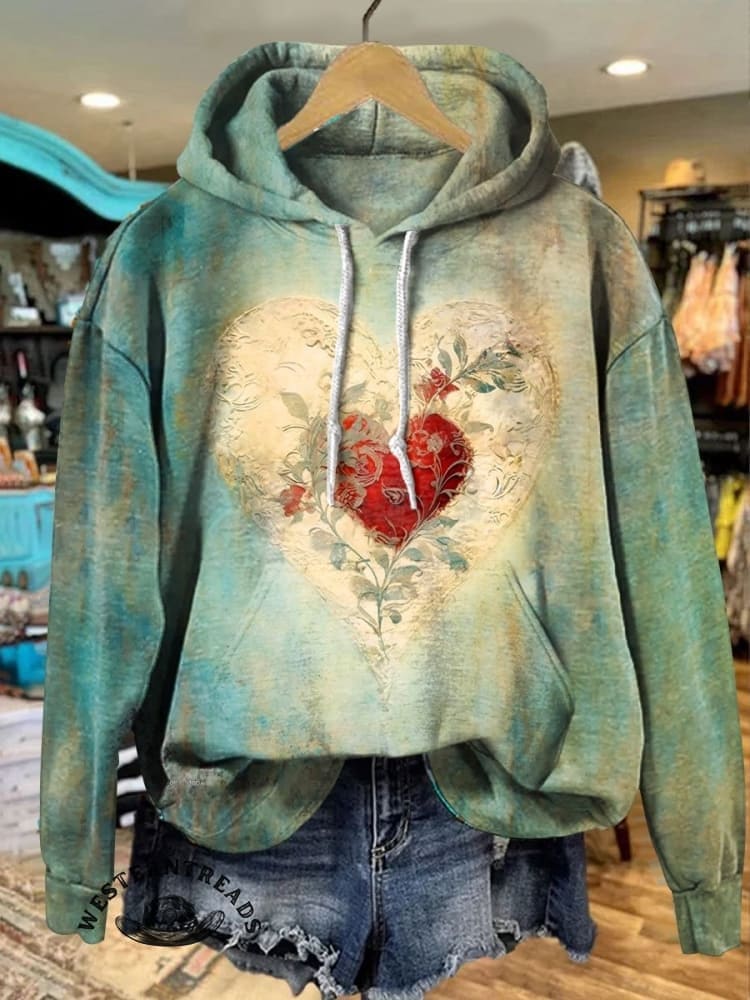 š„Limited Time Discountš„Vintage Heart Print T-shirt - Image 3