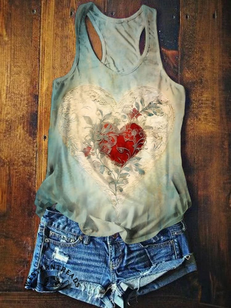 š„Limited Time Discountš„Vintage Heart Print T-shirt - Image 8