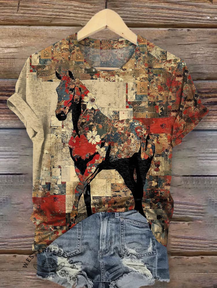 Vintage Horse Art Print T-shirt