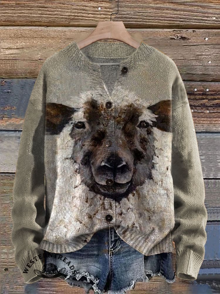 Vintage Lamb Art Print Casual T-shirt - Image 5