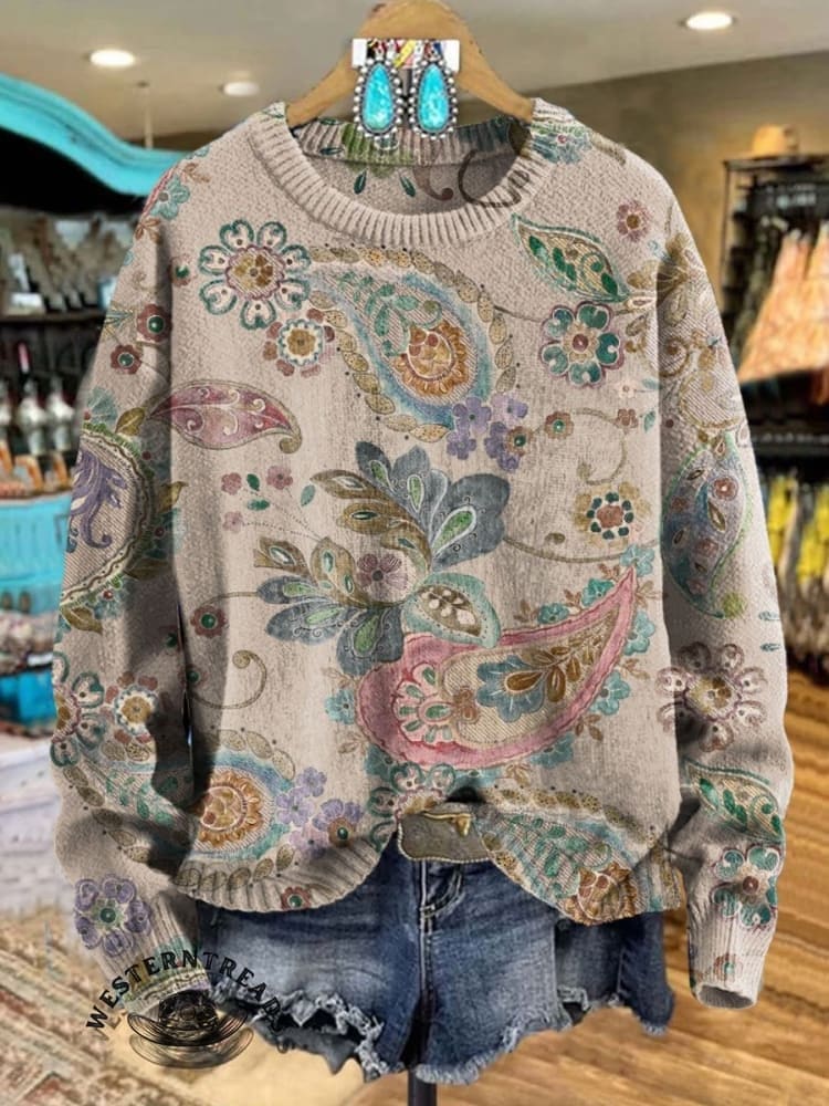 🔥Hot Sale🔥Vintage Paisley Print Sweatshirt - Image 7