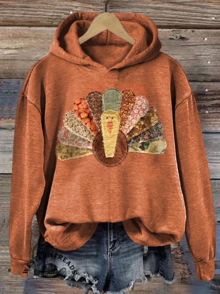 Vintage Patchwork Turkey Print Sweatshirt - Image 3